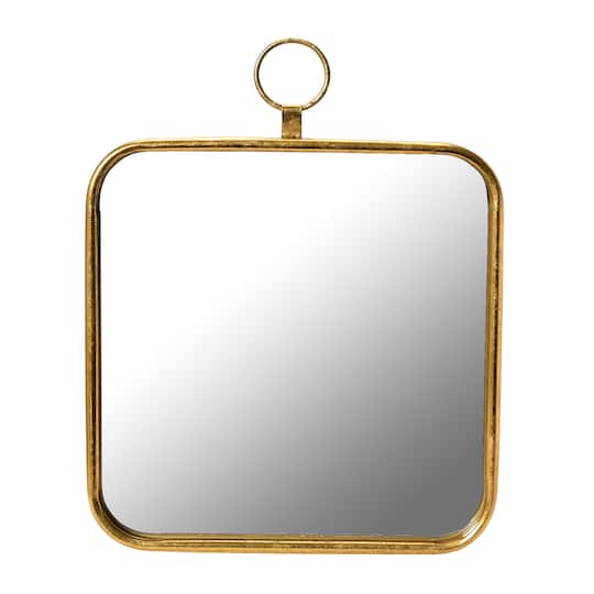 Gold Finish Rounded Edge Square Metal Framed Wall Mirror